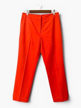 NWT Argent Easy Tailored Trouser Wool in Bright Orange Elastic Back Sz 10 $268